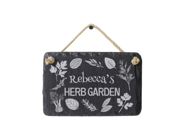 hand cut welsh slate garden sign for your herb garden